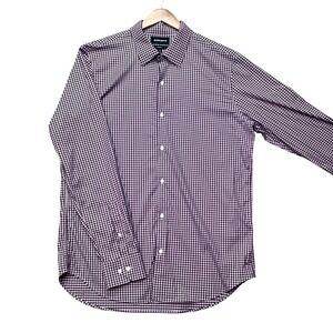 Bonobos Button Down Shirt Men XL Long Purple Gingham Tailored Fit Stretch EUC